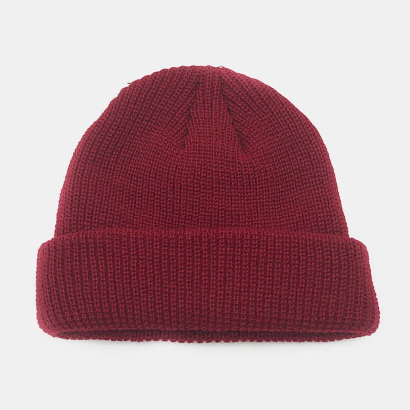 Unisex Ensfargestrikket Ulllue Skull Cap Beanie-luer