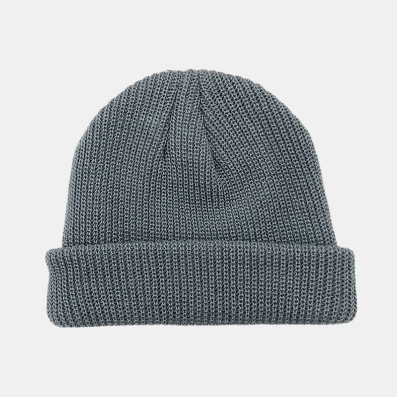 Unisex Ensfargestrikket Ulllue Skull Cap Beanie-luer