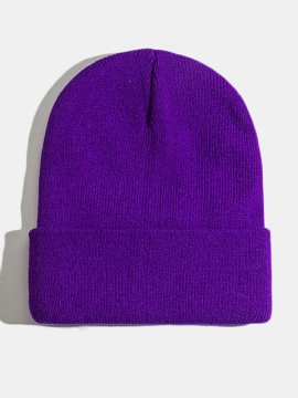 Unisex Ensfarget Strikket Ulllue Skull Cap Beanie Caps