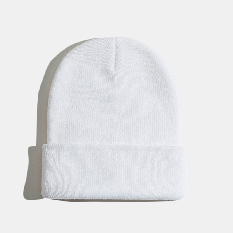 Unisex Ensfarget Strikket Ulllue Skull Cap Beanie Caps