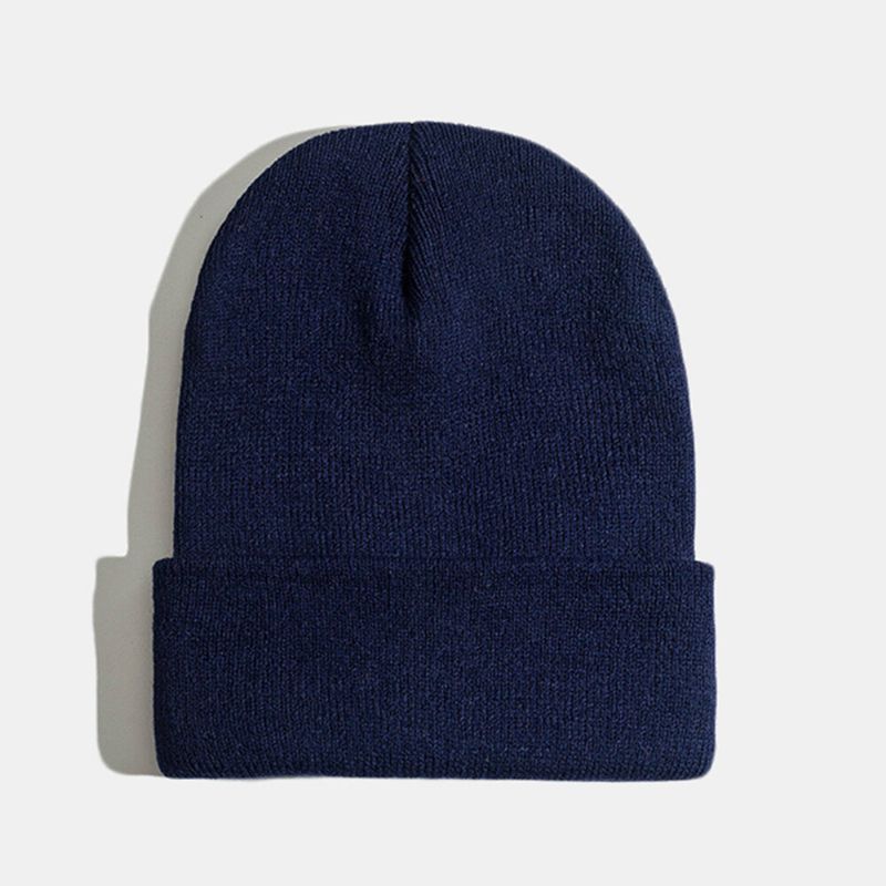 Unisex Ensfarget Strikket Ulllue Skull Cap Beanie Caps