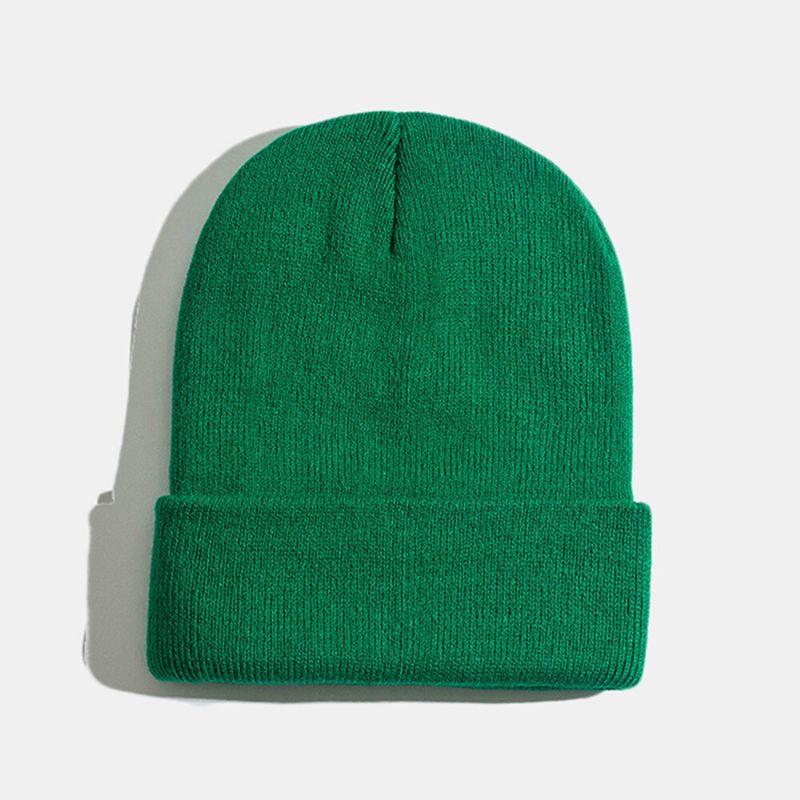 Unisex Ensfarget Strikket Ulllue Skull Cap Beanie Caps