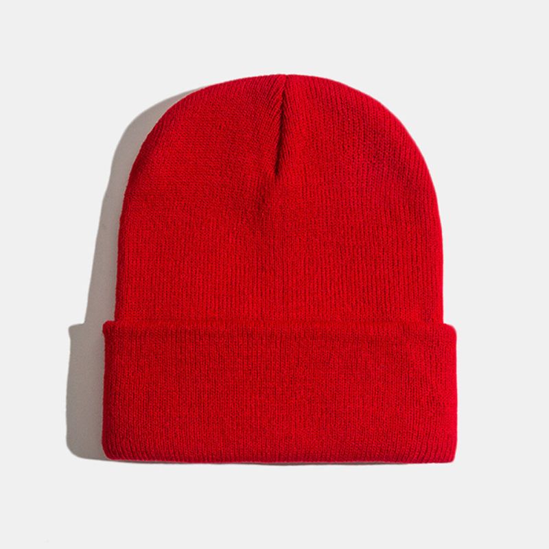 Unisex Ensfarget Strikket Ulllue Skull Cap Beanie Caps