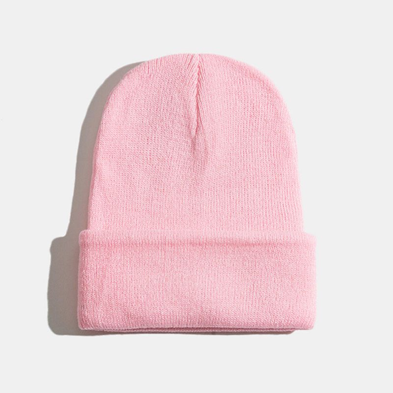 Unisex Ensfarget Strikket Ulllue Skull Cap Beanie Caps