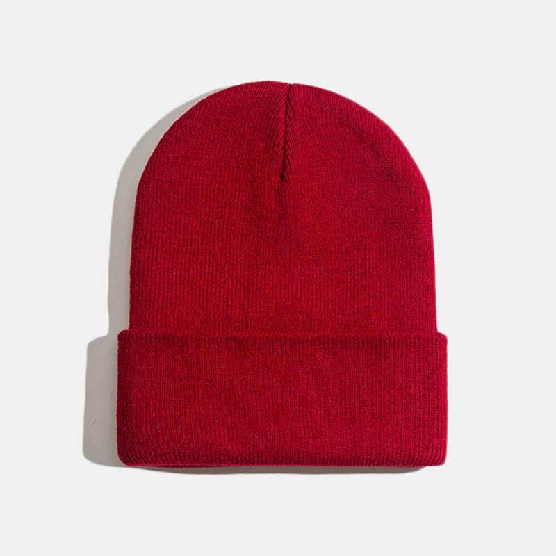 Unisex Ensfarget Strikket Ulllue Skull Cap Beanie Caps