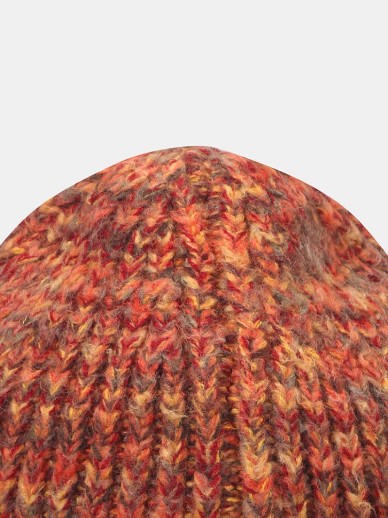 Unisex Grovstrikket Blandet Farge Bokstavetikett All-match Warmth Beanie Hat