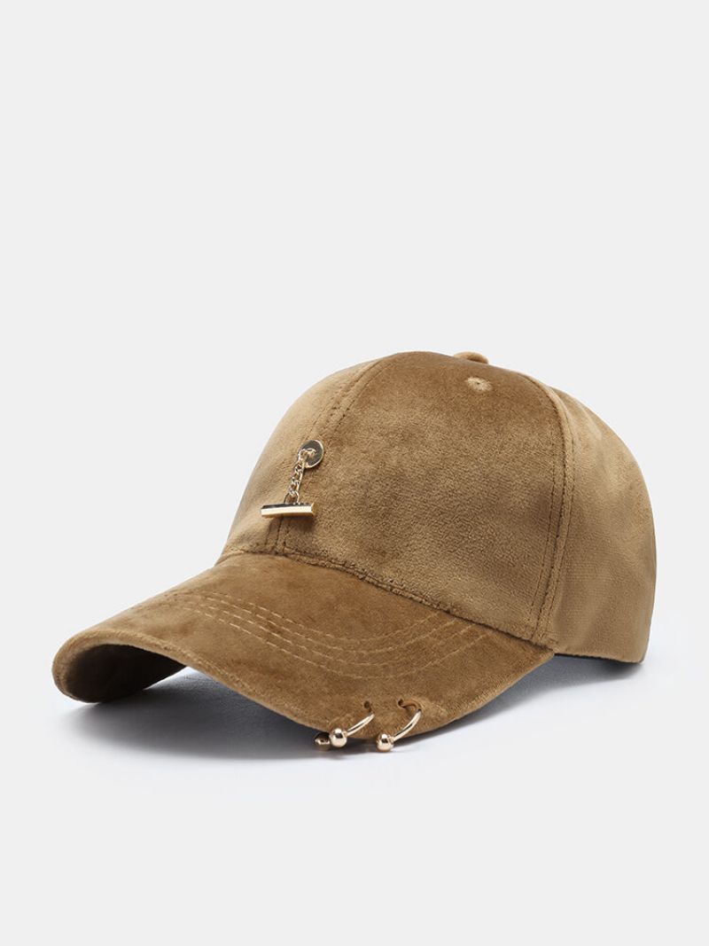 Unisex Gullfløyel Ensfarget Metallanheng Sirkel Dekorativ Varme Baseball Cap