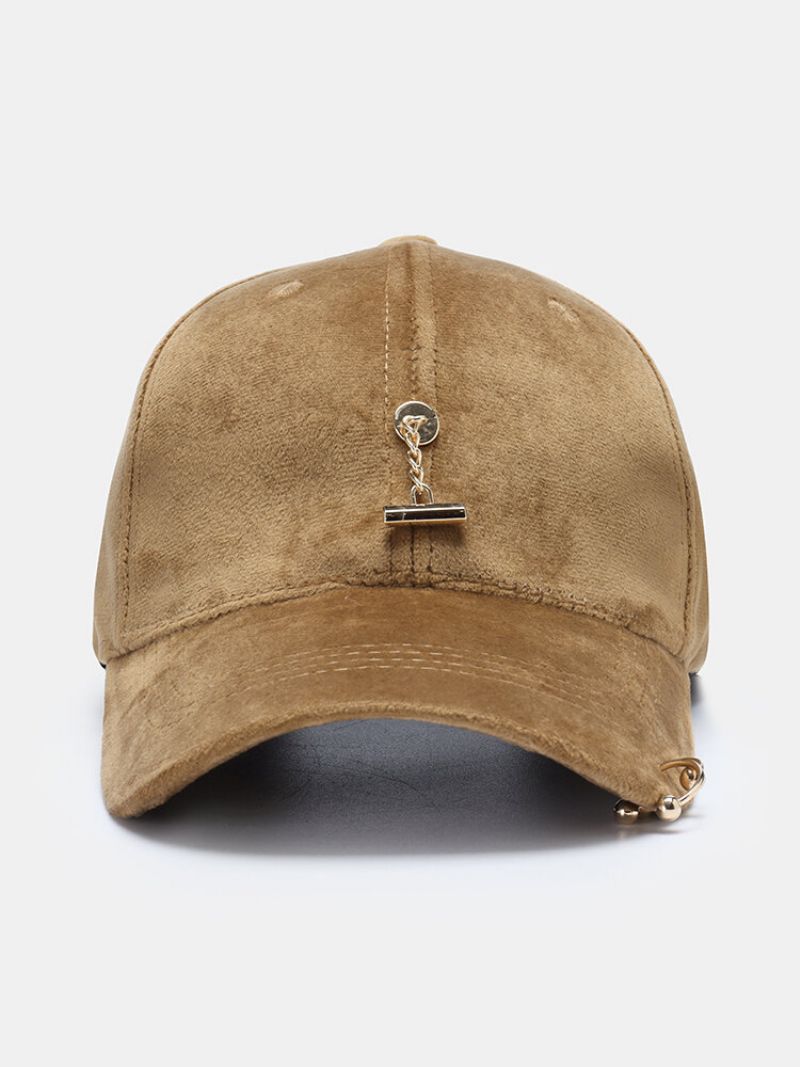 Unisex Gullfløyel Ensfarget Metallanheng Sirkel Dekorativ Varme Baseball Cap