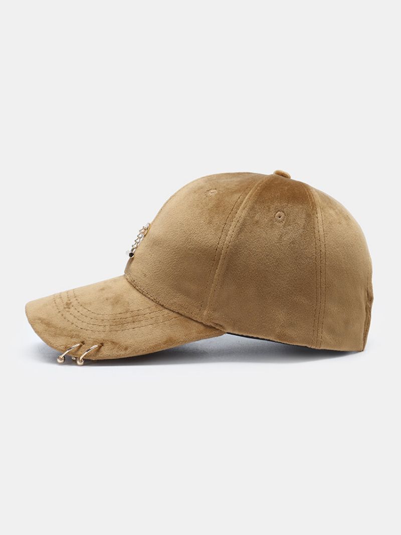 Unisex Gullfløyel Ensfarget Metallanheng Sirkel Dekorativ Varme Baseball Cap