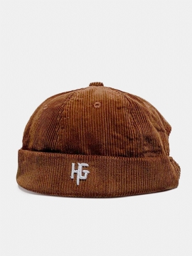 Unisex Kordfløyel Brodert H G Patten Uformell Beanie Utleier Hatt Lue Skull Cap