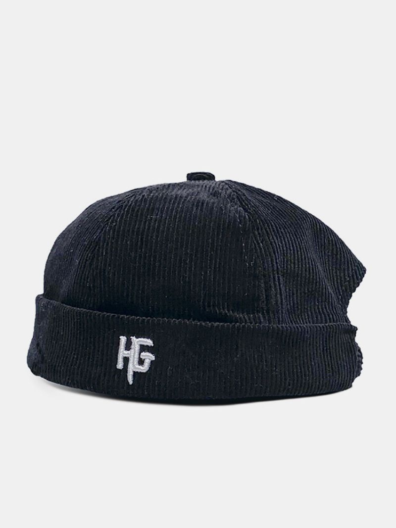 Unisex Kordfløyel Brodert H G Patten Uformell Beanie Utleier Hatt Lue Skull Cap