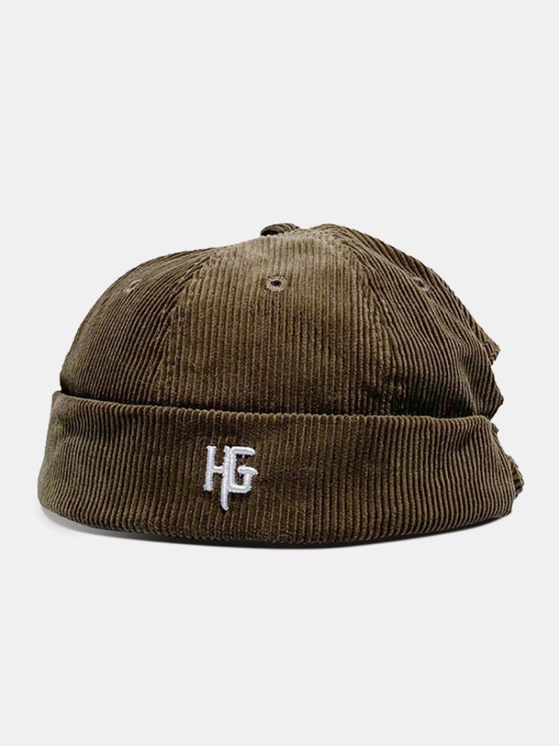 Unisex Kordfløyel Brodert H G Patten Uformell Beanie Utleier Hatt Lue Skull Cap