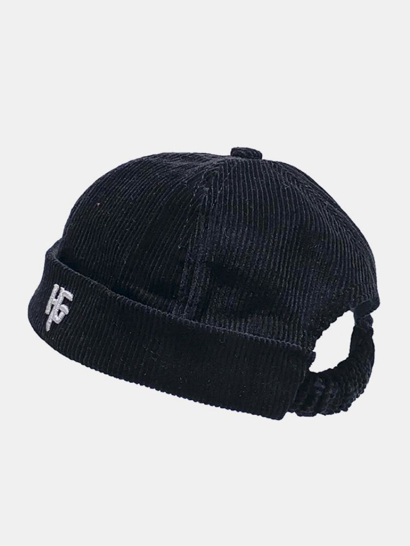 Unisex Kordfløyel Brodert H G Patten Uformell Beanie Utleier Hatt Lue Skull Cap