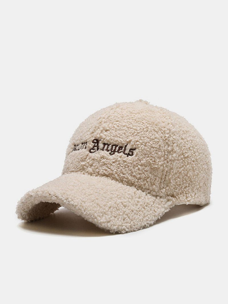 Unisex Lam Plysj Ensfarget Bokstavmønster Broderi All Match Enkel Varme Baseball Cap