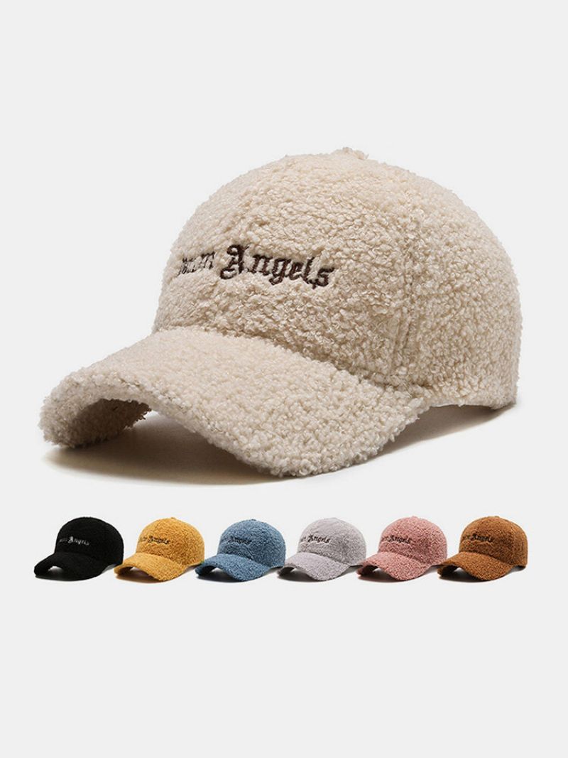 Unisex Lam Plysj Ensfarget Bokstavmønster Broderi All Match Enkel Varme Baseball Cap