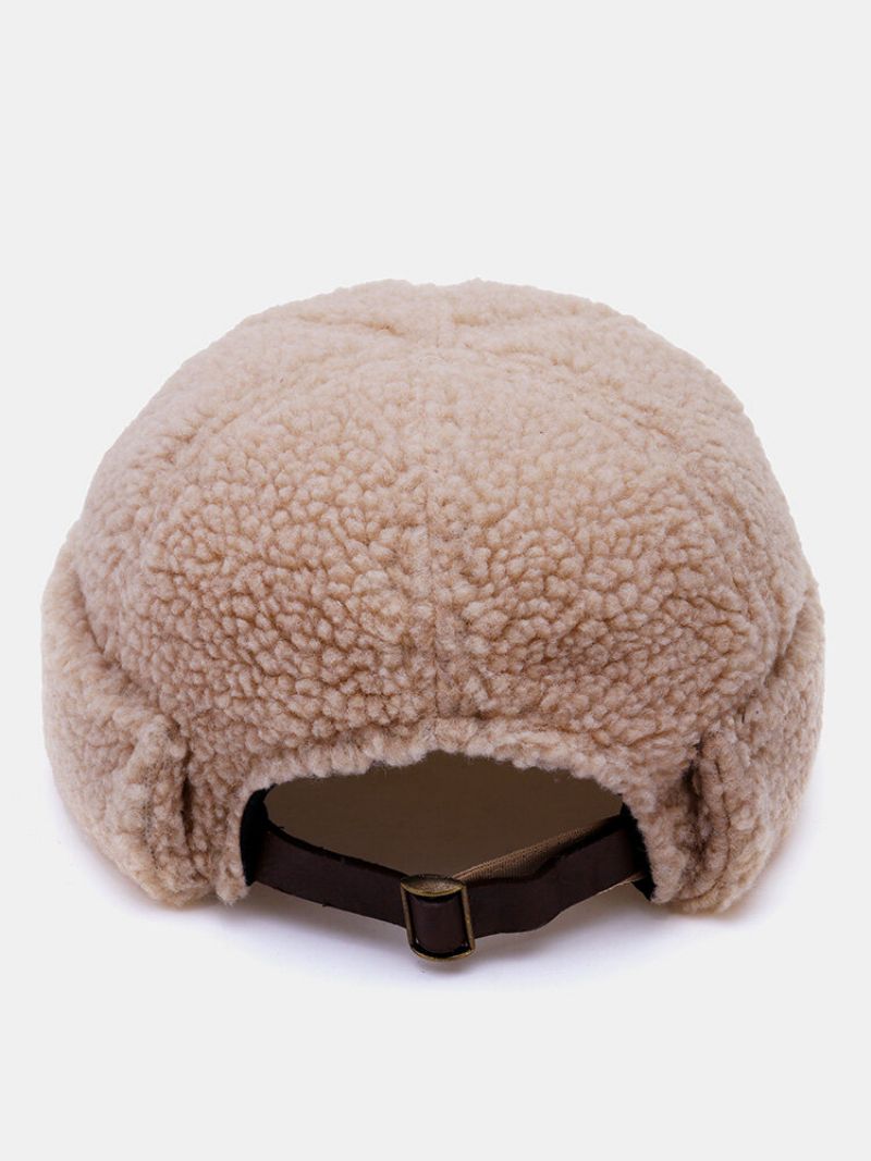 Unisex Lammeull Ensfarget Brev Rund Etikett All-match Varme Brimless Beanie Utleier Cap Skull Cap