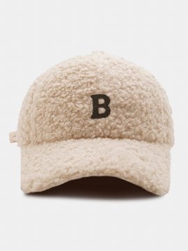 Unisex Lammeull Plysj B Bokstavformet Patch Høst Vinter Varme Baseball Cap