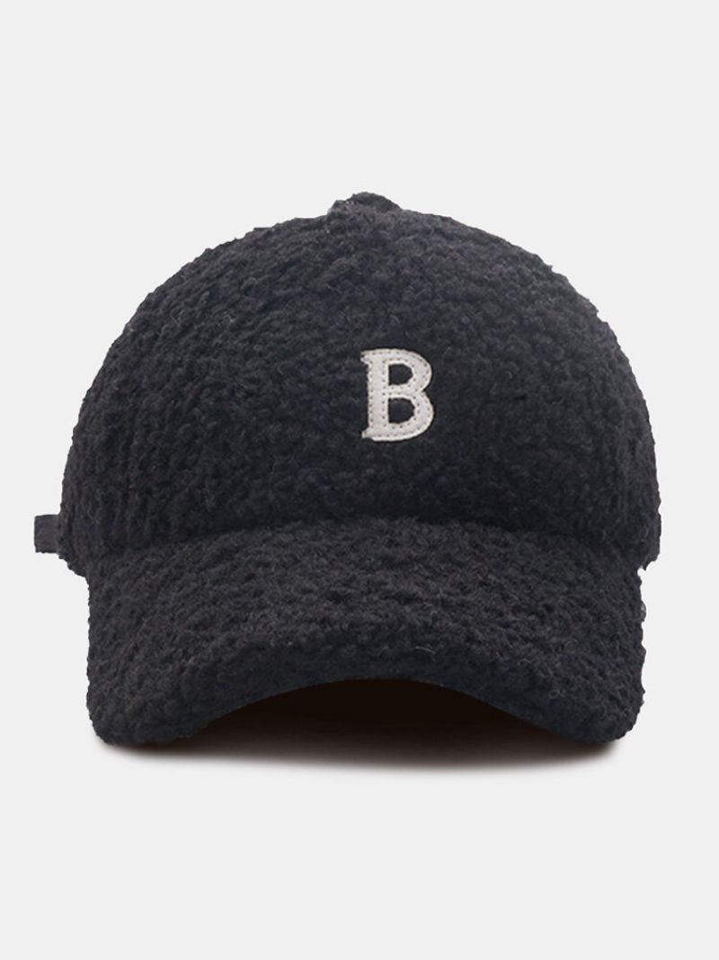 Unisex Lammeull Plysj B Bokstavformet Patch Høst Vinter Varme Baseball Cap