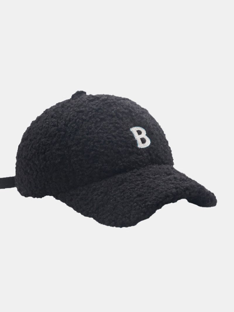 Unisex Lammeull Plysj B Bokstavformet Patch Høst Vinter Varme Baseball Cap