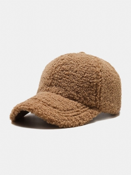 Unisex Lammeull Plysj Ensfarget Fortykket Varme All-match Baseballcaps