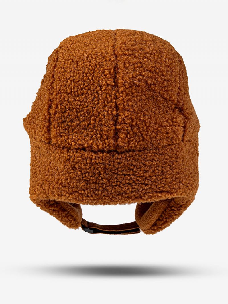 Unisex Lammeull Plysj Fortykket Tallbokstavetikett Broderi Ørebeskyttelse Warm Trapper Hat