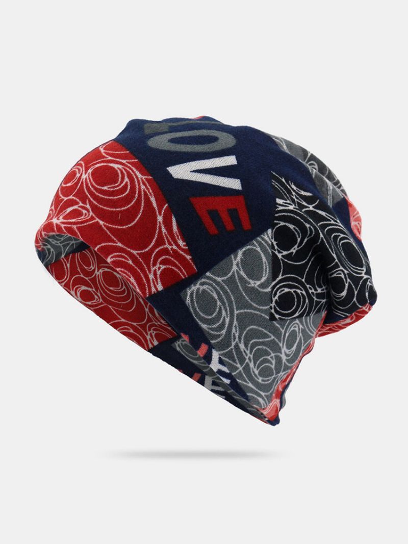 Unisex Letter Print Twist Hat Beanie Lue