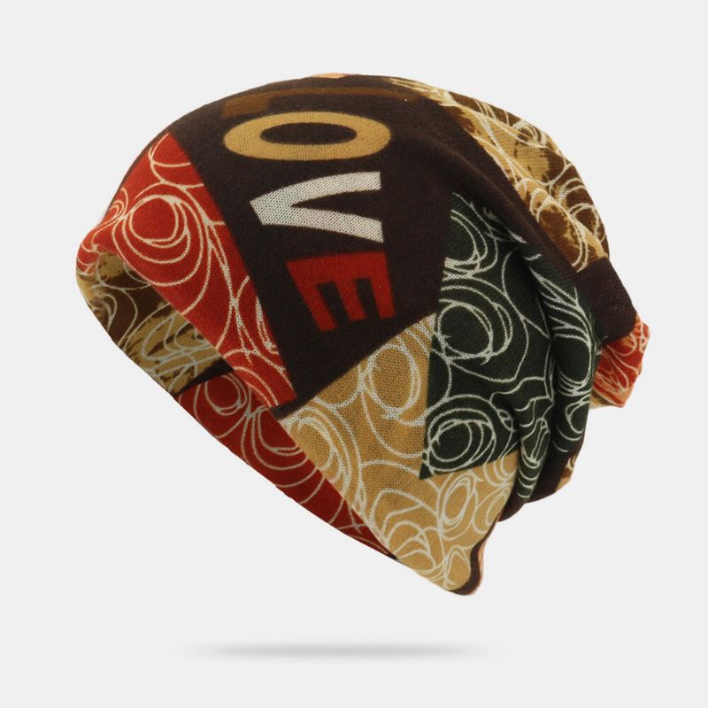 Unisex Letter Print Twist Hat Beanie Lue