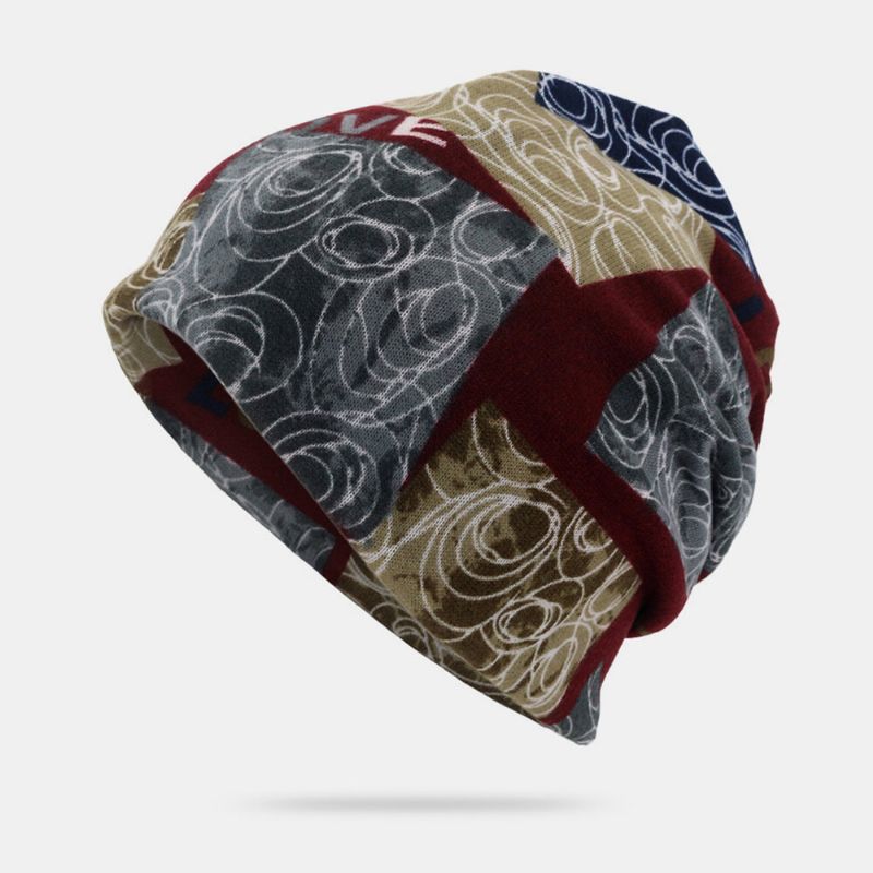 Unisex Letter Print Twist Hat Beanie Lue