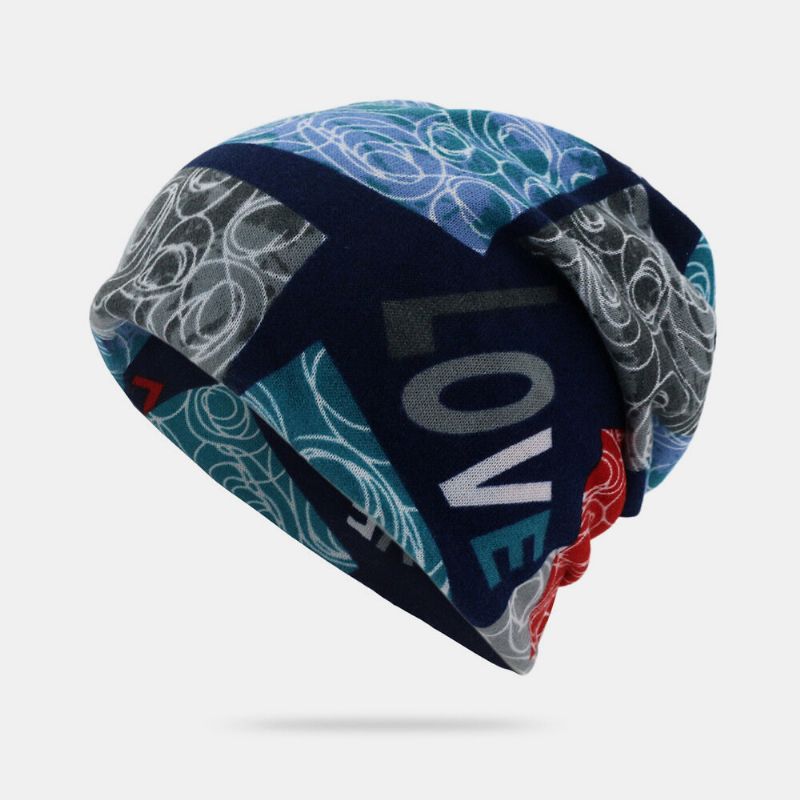 Unisex Letter Print Twist Hat Beanie Lue