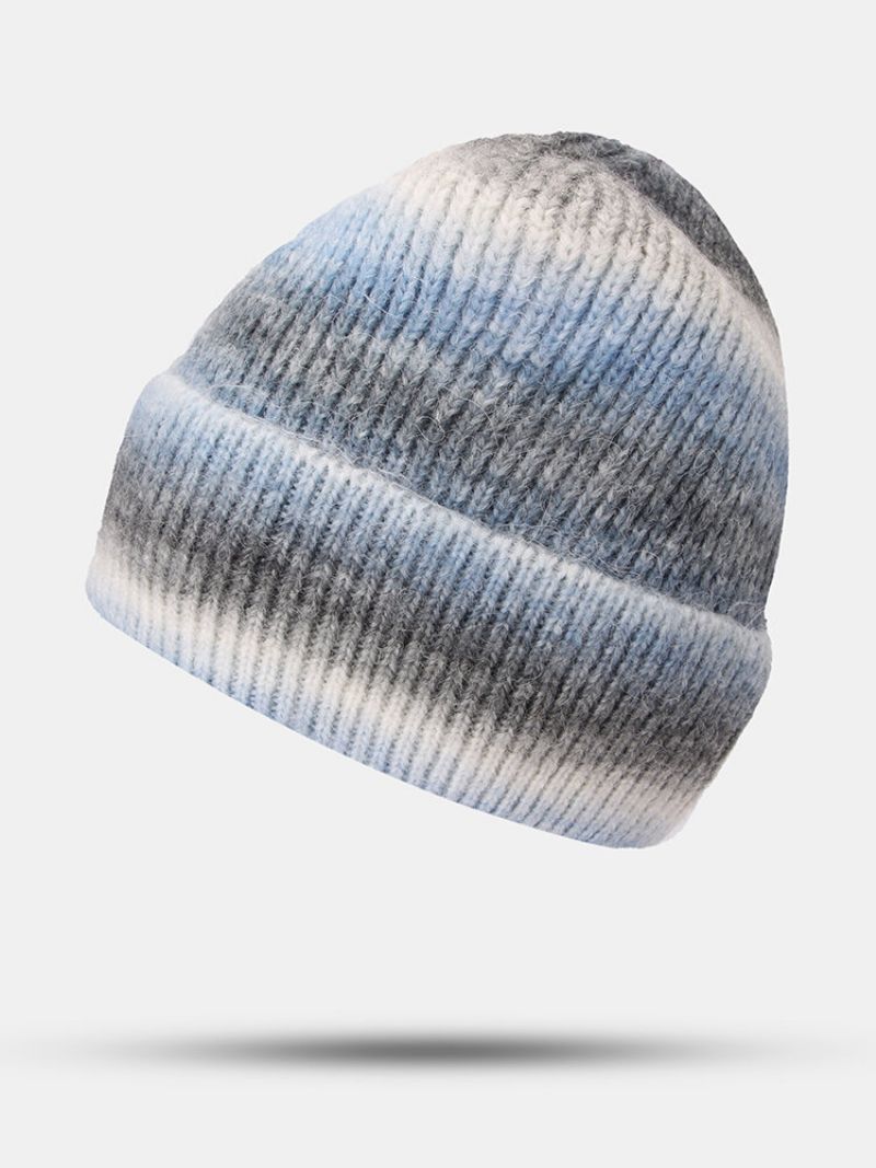 Unisex Mohair Strikket Ombre Flanging Fashion Cold Protection Beanie Hat