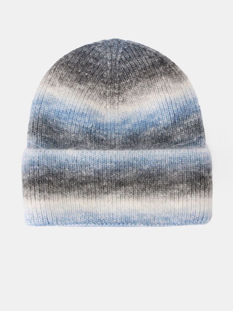 Unisex Mohair Strikket Ombre Flanging Fashion Cold Protection Beanie Hat