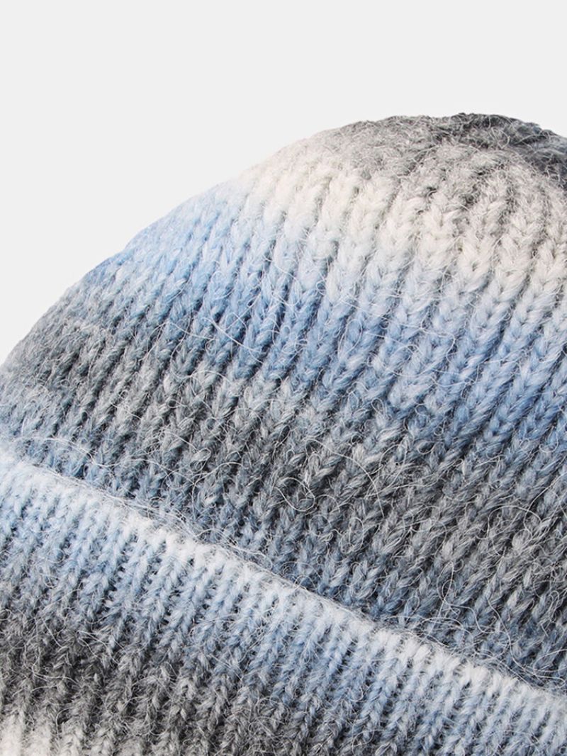 Unisex Mohair Strikket Ombre Flanging Fashion Cold Protection Beanie Hat