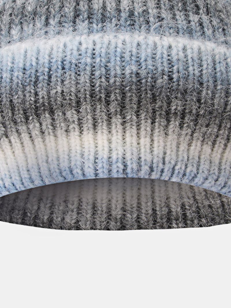 Unisex Mohair Strikket Ombre Flanging Fashion Cold Protection Beanie Hat