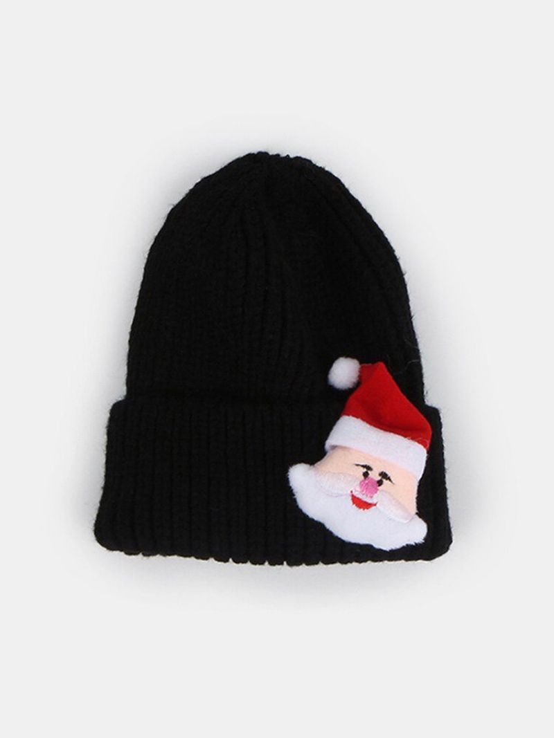 Unisex Polyester Bomull Strikket Ensfarget Juleelement Tegneseriedekorasjon All Match Warm Brimless Beanie Hat