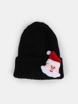 Unisex Polyester Bomull Strikket Ensfarget Juleelement Tegneseriedekorasjon All Match Warm Brimless Beanie Hat