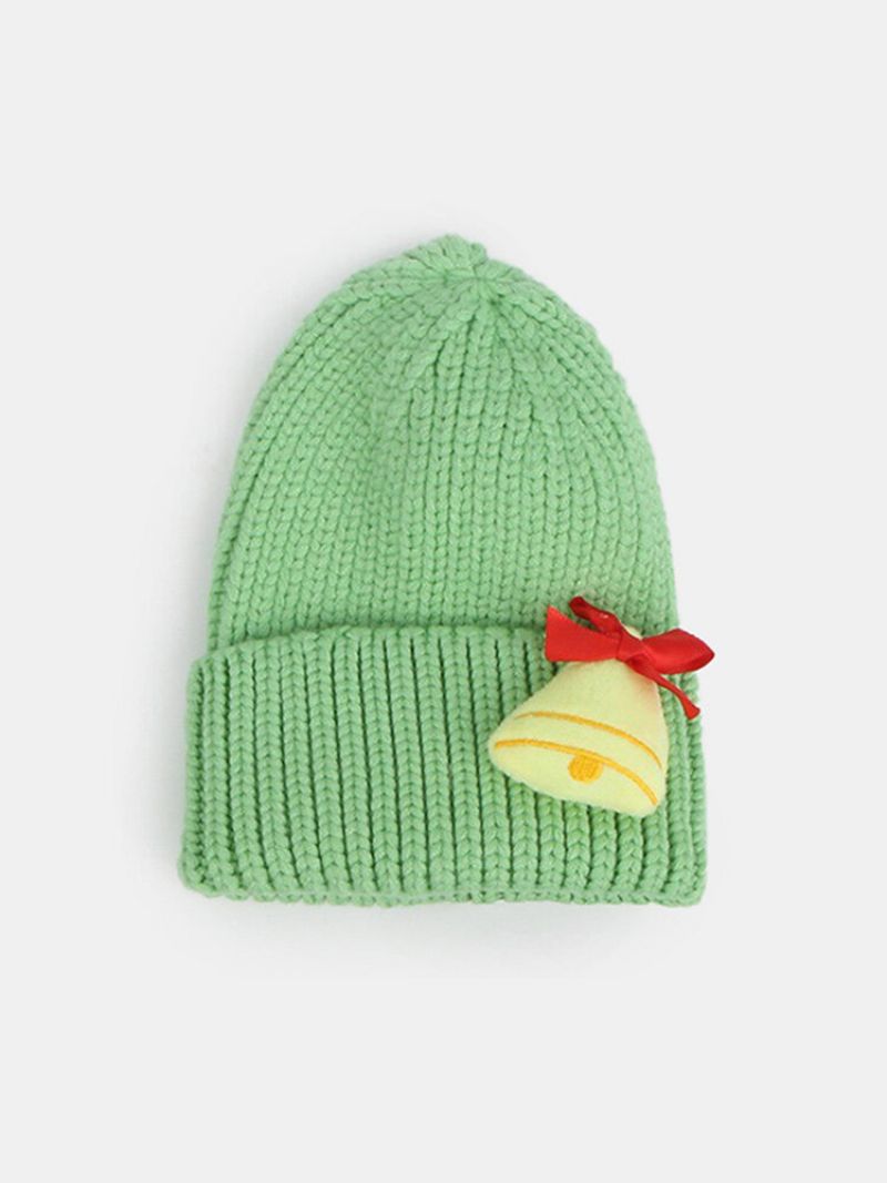 Unisex Polyester Bomull Strikket Ensfarget Juleelement Tegneseriedekorasjon All Match Warm Brimless Beanie Hat