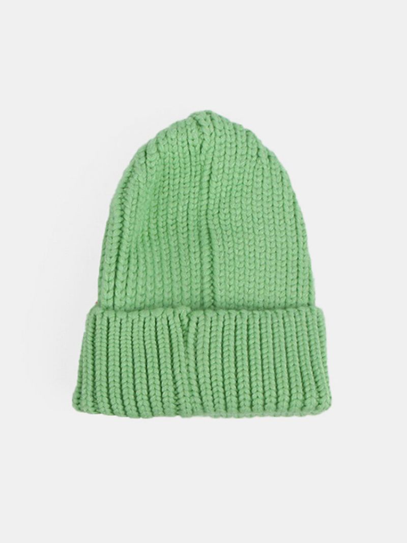 Unisex Polyester Bomull Strikket Ensfarget Juleelement Tegneseriedekorasjon All Match Warm Brimless Beanie Hat