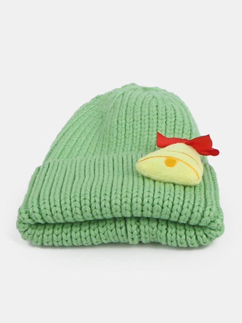 Unisex Polyester Bomull Strikket Ensfarget Juleelement Tegneseriedekorasjon All Match Warm Brimless Beanie Hat