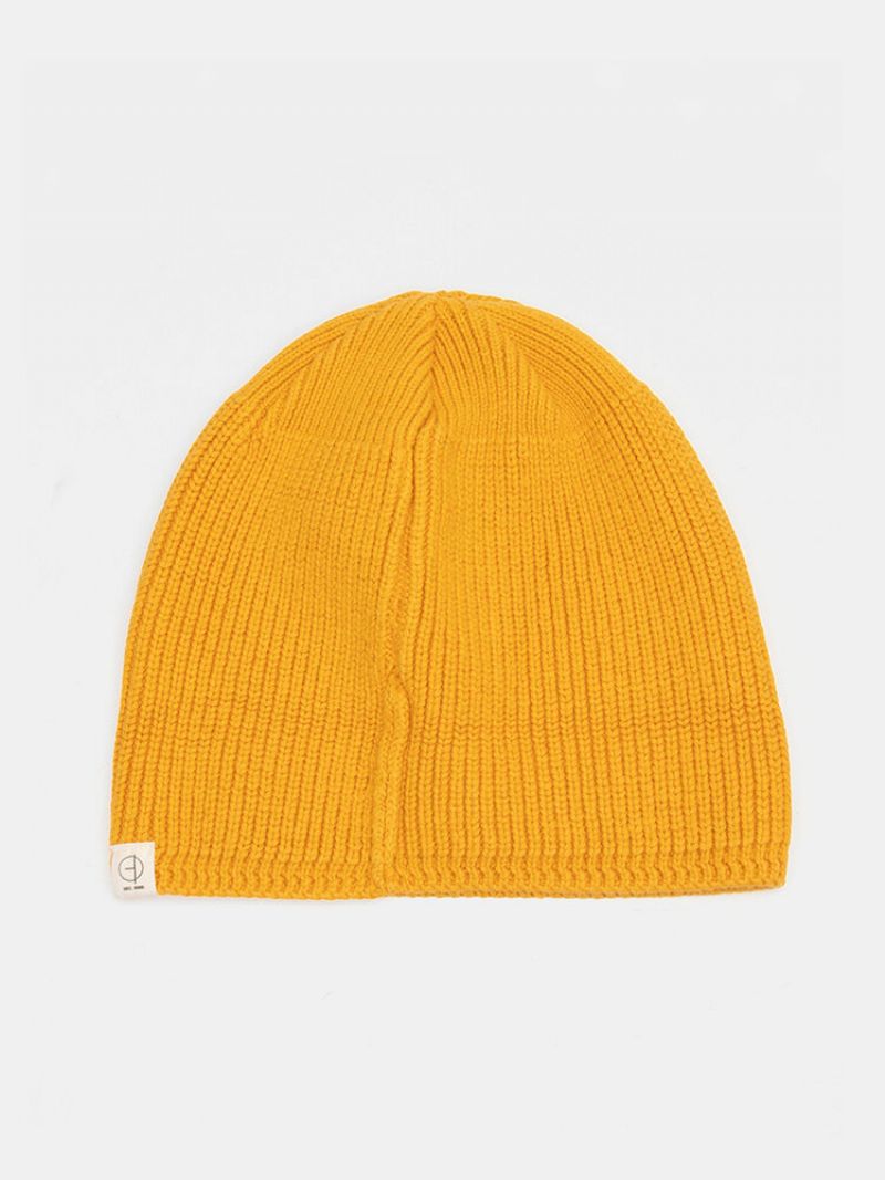 Unisex Polyester Bomull Strikket Solid Brev Stoff Etikett All-match Warm Beanie Hat