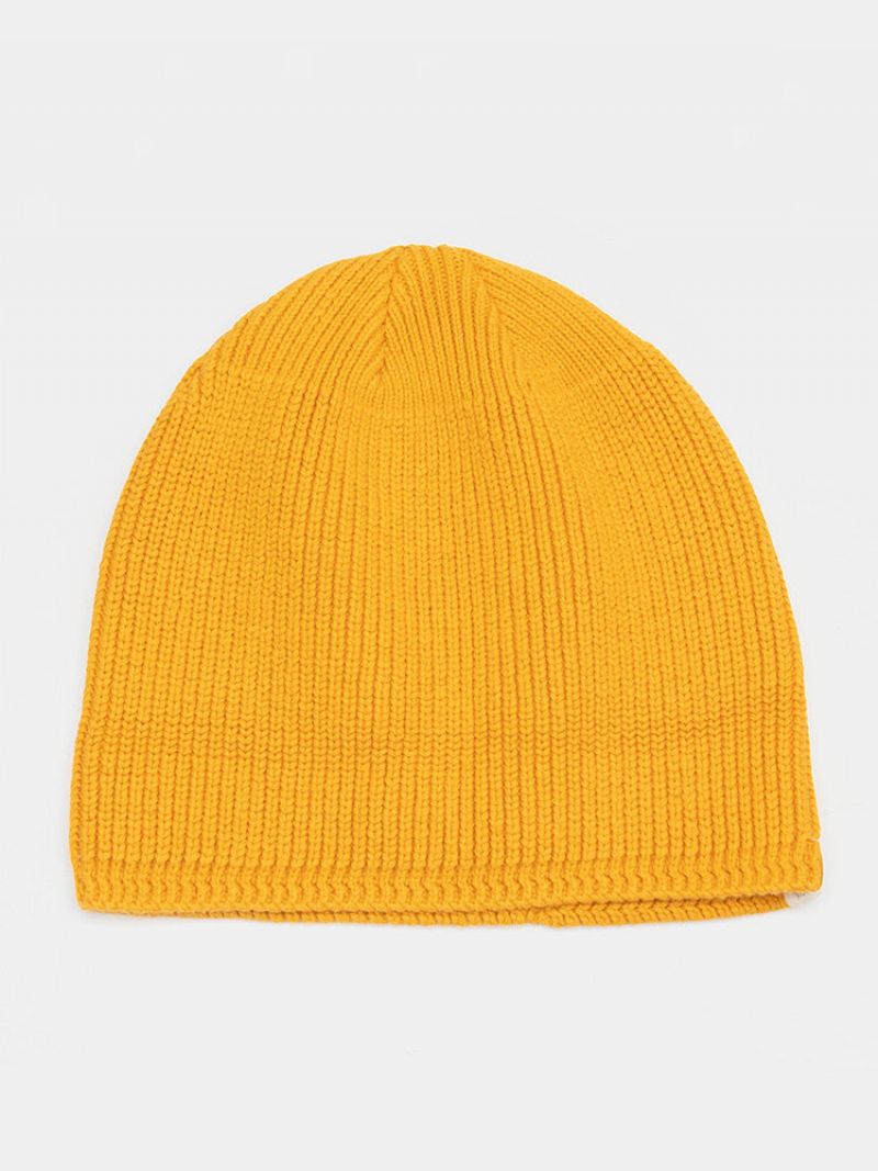 Unisex Polyester Bomull Strikket Solid Brev Stoff Etikett All-match Warm Beanie Hat