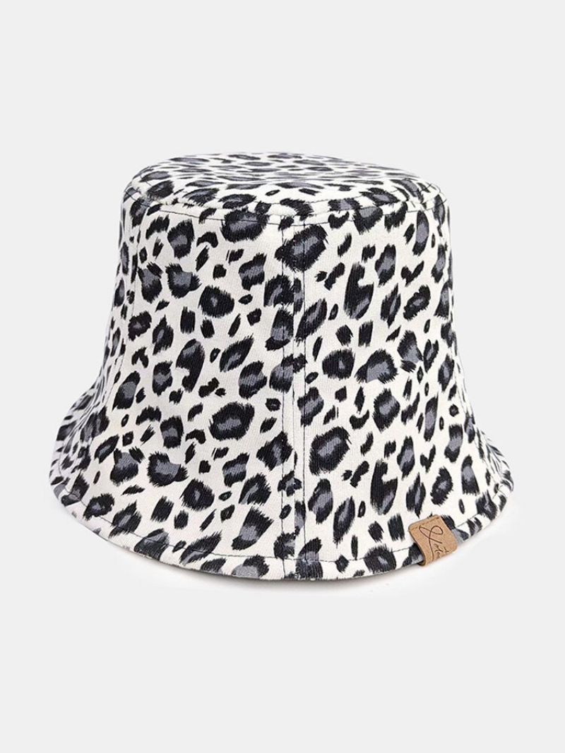 Unisex Polyester Bomullsoverlegg Leopardmønster Brevetikett All-match Sunshade Bøttehatt