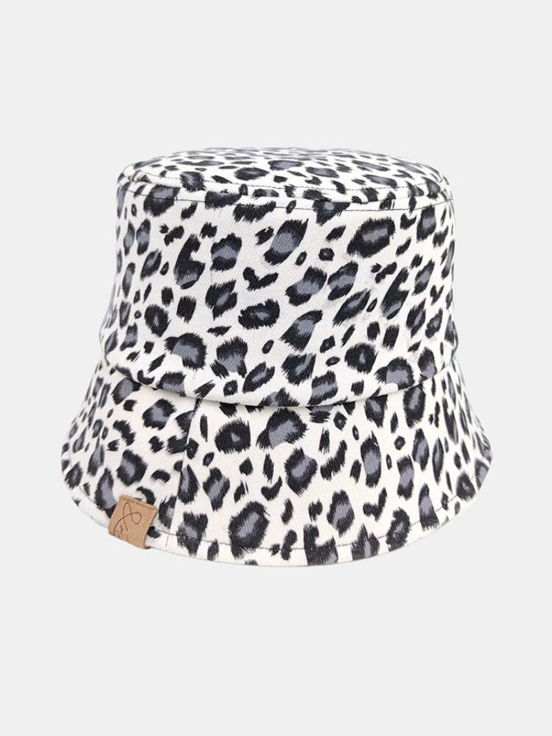 Unisex Polyester Bomullsoverlegg Leopardmønster Brevetikett All-match Sunshade Bøttehatt