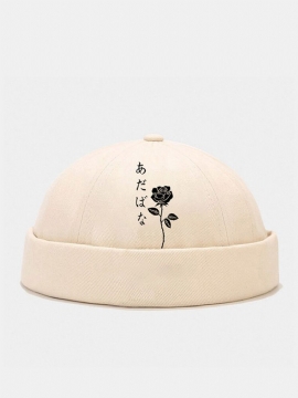 Unisex Polyester Bomullsrosa Japansk Mønstertrykk All-match Brimless Beanie Landlord Cap Skull Cap