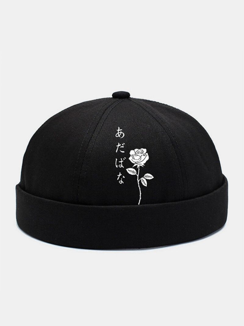 Unisex Polyester Bomullsrosa Japansk Mønstertrykk All-match Brimless Beanie Landlord Cap Skull Cap