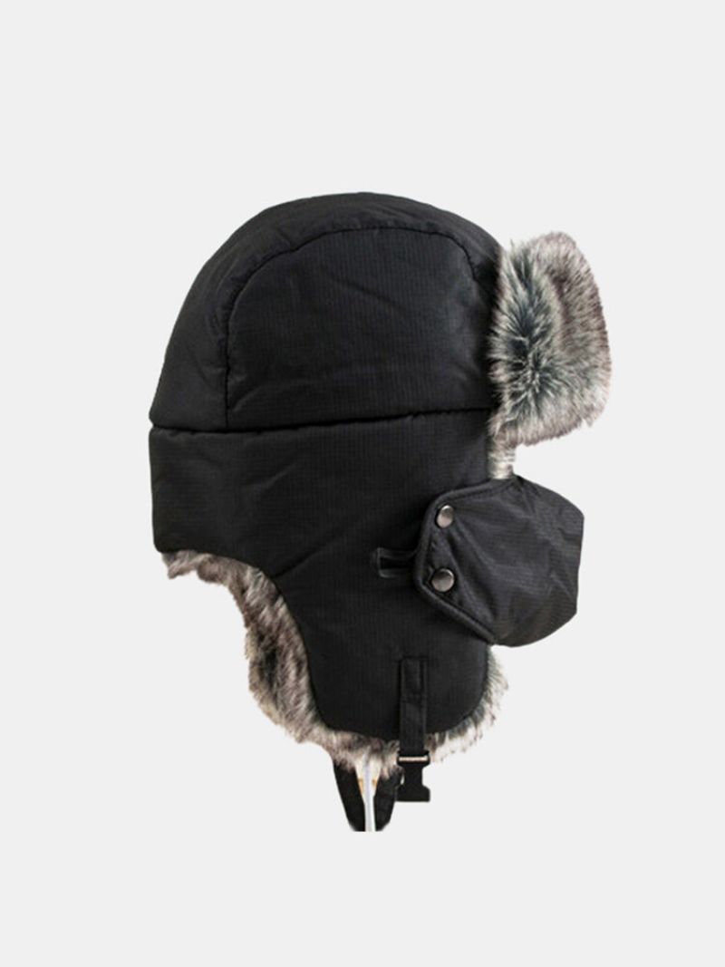 Unisex Skiduk Pluss Fløyel Fortykket Ensfarget Camo Med Masker Utendørs Sykling Varme Vindtett Trapper Hat