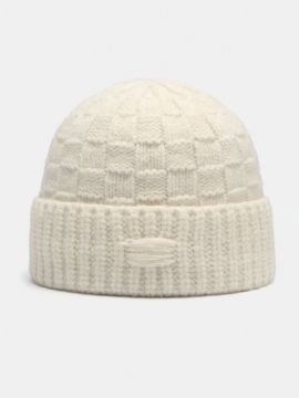 Unisex Strikket Ensfarget Gitter All-match Warmth Brimless Beanie Hat