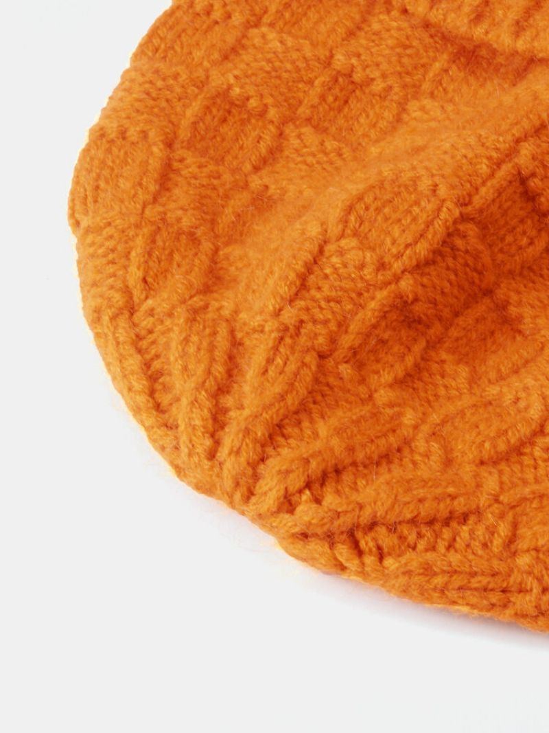 Unisex Strikket Ensfarget Gitter All-match Warmth Brimless Beanie Hat