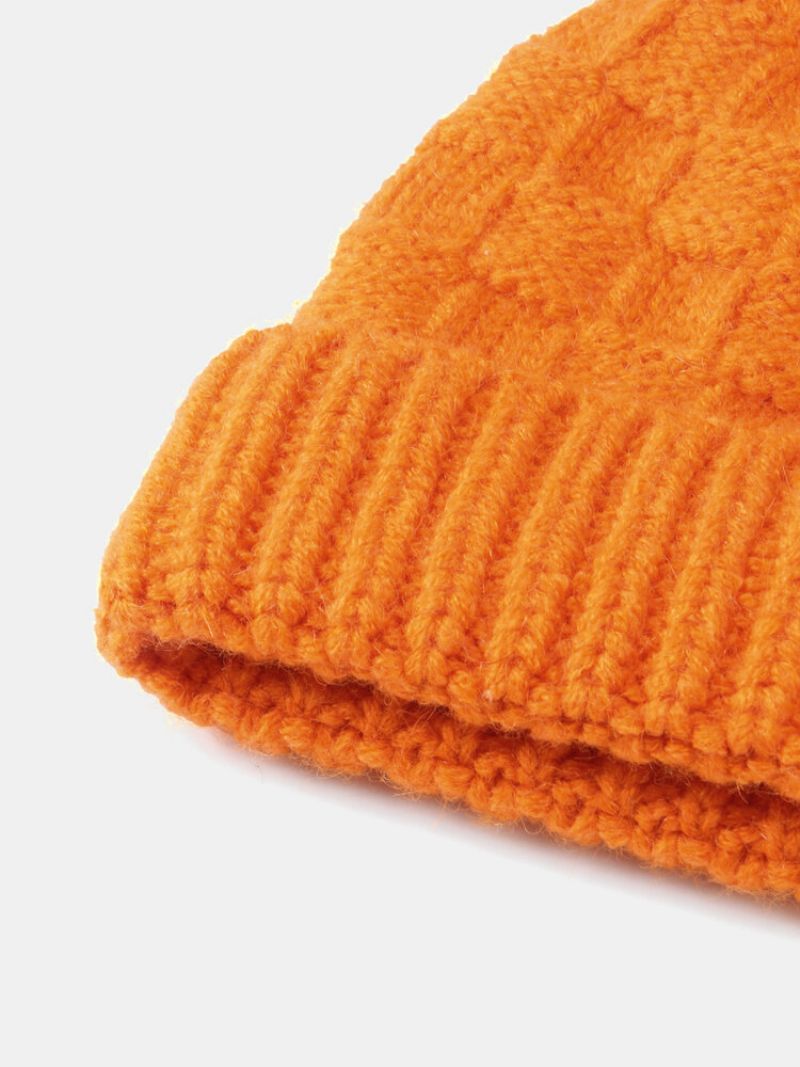 Unisex Strikket Ensfarget Gitter All-match Warmth Brimless Beanie Hat