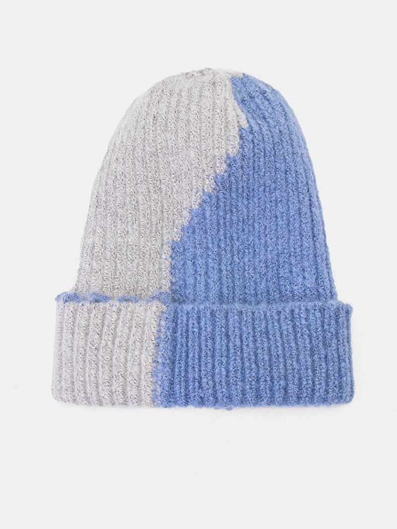 Unisex Strikket Farge-match Uregelmessig Lappeteppe All-match Warm Beanie Hat