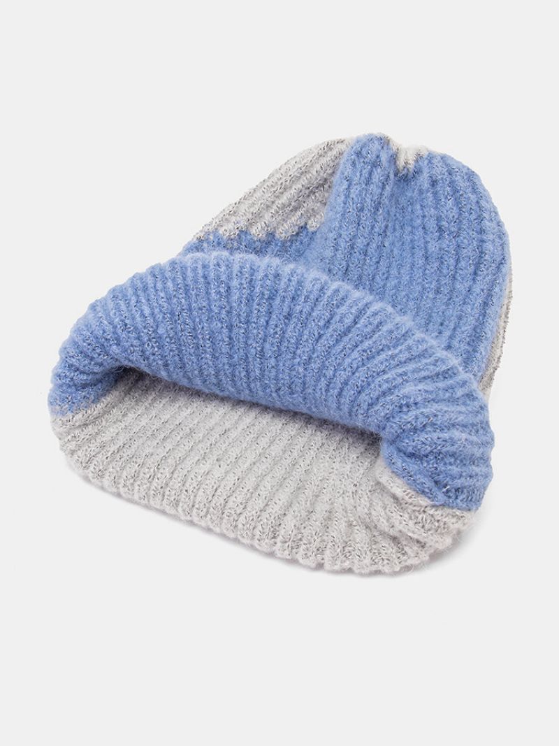 Unisex Strikket Farge-match Uregelmessig Lappeteppe All-match Warm Beanie Hat